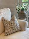 Quilted Handblocked White & Black Linen Pillow Cover