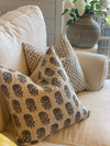 Hope Floral Blue Handblocked Linen Pillow Cover