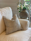 Quilted Handblocked White & Black Linen Pillow Cover