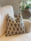 Hope Floral Blue Handblocked Linen Pillow Cover