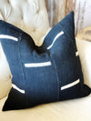 Black with White Dash Mud Cloth Pillow Cover