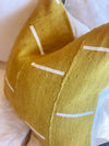 Maddie Mustard White Dash Mud Cloth Pillow Cover