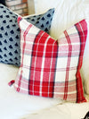 Vintage Red & Black Holiday Linen Pillow Cover