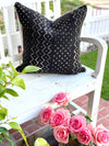 Black Polkadot Mud Cloth Pillow Cover