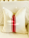 Vintage Euro One Bold Red Linen Pillow Cover