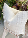 Tassel Designer White Cotton Textured Pillow Cover