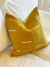 Maddie Mustard White Dash Mud Cloth Pillow Cover