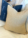 Molly Mustard & White Linen Pillow Cover