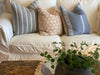 Bonnie Vintage Blue & White Linen Pillow Cover