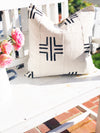 Large Line Cross Black & White  Mud Cloth Pillow Cover