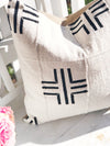 Large Line Cross Black & White  Mud Cloth Pillow Cover