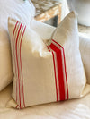 Vintage Euro Bold & Fine Red Linen Pillow Cover