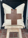 Brown Leather Cross Pillow Cover