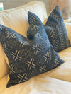 Midnight Grey Oversized Arrow Mud Cloth Pillow Cover