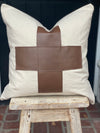 Brown Leather Cross Pillow Cover