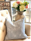 Perfect Gray with White X authentic Mud Cloth Pillow Cover