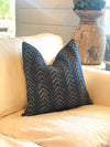 Midnight Grey Oversized Arrow Mud Cloth Pillow Cover