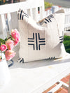 Large Line Cross Black & White  Mud Cloth Pillow Cover