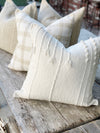 Tassel Designer White Cotton Textured Pillow Cover