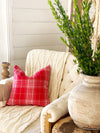 Perfectly Holiday Red Plaid Holiday Linen Pillow Cover