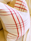 White Plaid Holiday Linen Pillow Cover