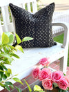 Black Polkadot Mud Cloth Pillow Cover