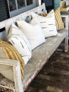 White and Grey Dash Mud Cloth Pillow Cover