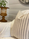Peggy Black Woven Line Linen Pillow Cover
