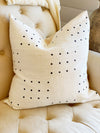 Black Dot on White Mud Cloth Pillow Cover