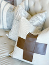 Brown Leather Cross Pillow Cover