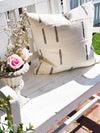 White and Grey Dash Mud Cloth Pillow Cover