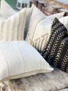 Tassel Designer White Cotton Textured Pillow Cover
