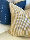 Molly Mustard & White Linen Pillow Cover
