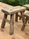 Tiny Antique Milking Elm Stool