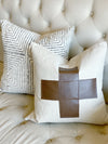 Brown Leather Cross Pillow Cover
