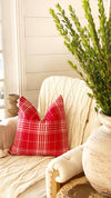 Perfectly Holiday Red Plaid Holiday Linen Pillow Cover