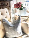 Grey with White Dash Authentic Mud Cloth Pillow Cover