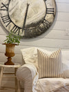 Peggy Black Woven Line Linen Pillow Cover