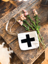 Swiss Cross & Suede Mud Cloth Cross Body Bag