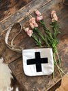Swiss Cross & Suede Mud Cloth Cross Body Bag