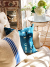 Royal Bold Blue Stripe Vintage Grain Sack Pillow Cover