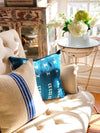 Royal Bold Blue Stripe Vintage Grain Sack Pillow Cover