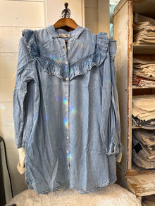  Ruffle Denim Western Dress