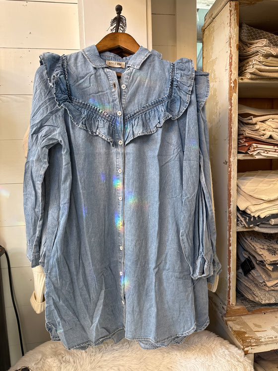 Ruffle Denim Western Dress