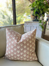 White & rust fan linen pillow cover