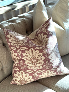  Vintage Muted Redish Floral Linen Pillow Cover