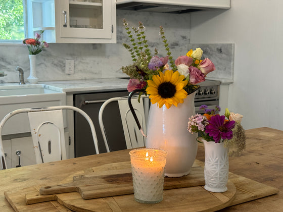 Hobnail Glass candle volcano