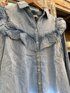 Ruffle Denim Western Shirt