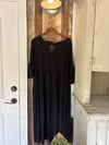 Black French Linen Tiered Dress