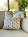 Bouquet white floral quilted linen pillow cover